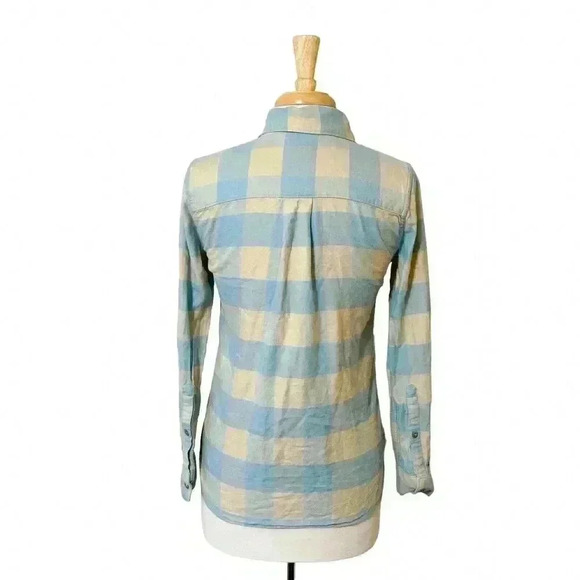 Faherty Women's Blue & Brown Plaid Button Up Shirt Organic Cotton Extra Small XS - Picture 4 of 12